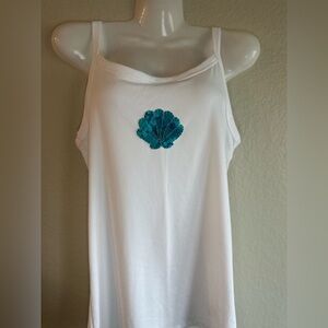 Hand sewn sea shell patch work tank top